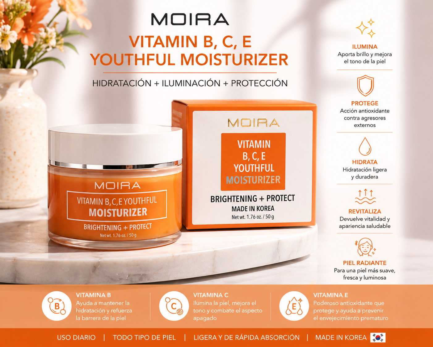 MOIRA Vitamin B, C, E Youthful Moisturizer