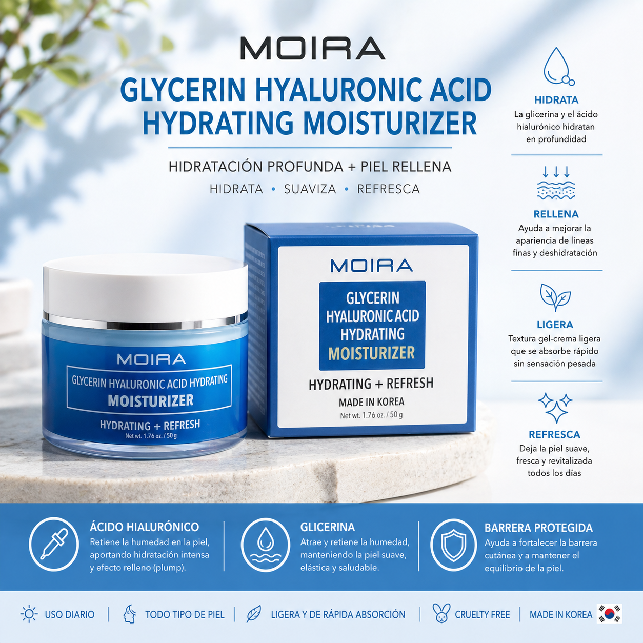 MOIRA Glycerin Hyaluronic Acid Hydrating Moisturizer